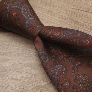 ARMANI Italy Brown Red Blue Paisley Abstract Silk Mens Tie VTG RARE